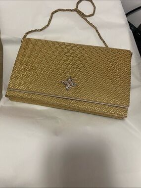 Mikimoto Gold Woven Evening Clutch with 4 Authentic Japanese Mikimoto Pearls